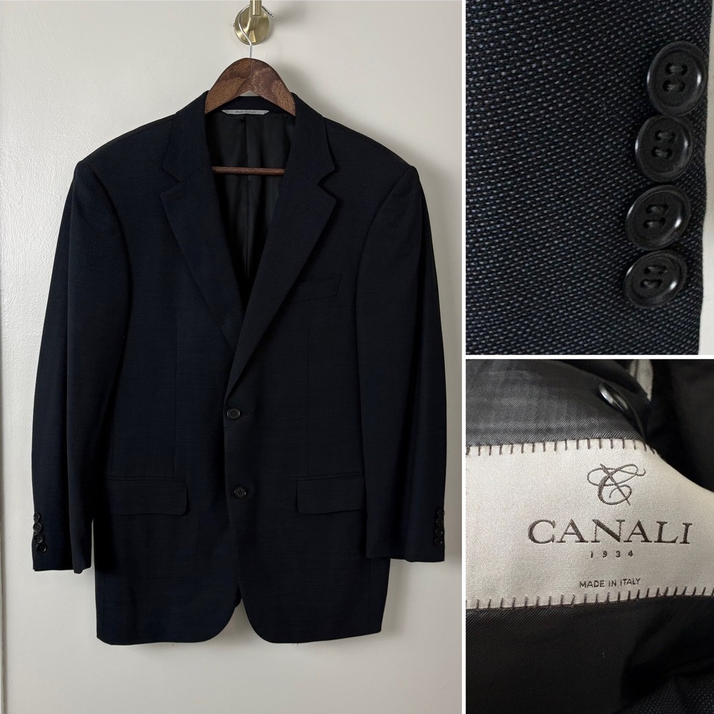 Canali Sport Coat Mens 40R Navy Blue Impeccabile Wool 2B Blazer Italy 50R Luxury
